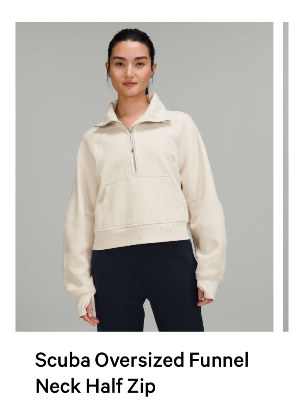 Lululemon Scuba Oversized Funnel Neck 
Half Zip White Opal Size M/L